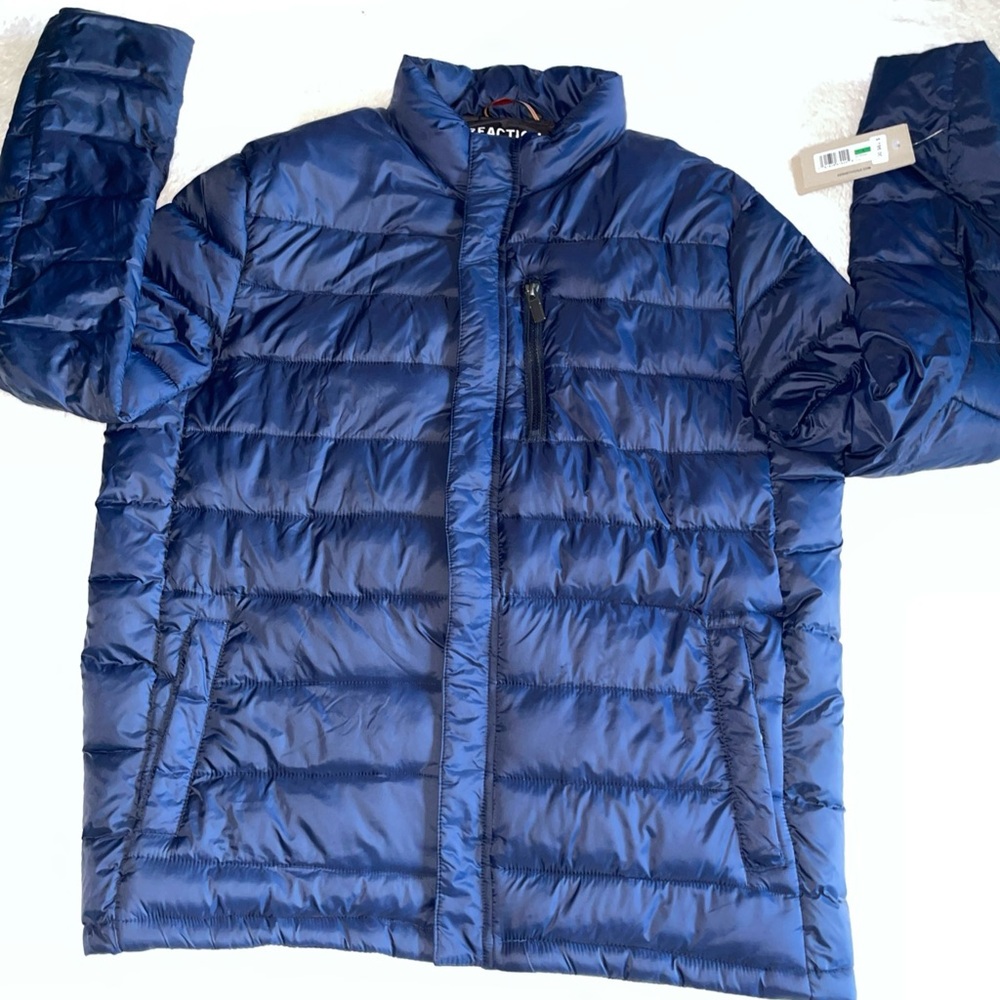 Kenneth Cole Reaction Men's Navy Blue Puffer Jacket size Large NWTS